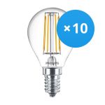 Multipack 10x Philips Corepro LED Lustre E14 Ball Filament Clear 4.3W 470lm - 827 Extra Warm White | Replaces 40W