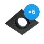 Multipack 6x Noxion Recessed Spot Boxi MR16 Tiltable Black | Cutout 80mm - GU10 Socket