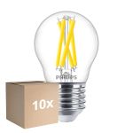 Multipack 10x Philips MASTER LED E27 Ball Filament Clear 5.9W 806lm - 922-927 Dim To Warm | Best Colour Rendering - Dimmable - Replaces 60W