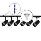 Bright Choice Complete Set 1-Phase Rail 2 Meter Black | incl. 6x Spot + GU10 2700K 3W Dimmable + End Cap, Power Connector and I-Connector