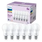 Multipack 6x Philips Bulb LED E27 Pear Frosted 13W 1521lm - 827 Extra Warm White
