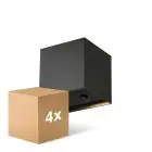 Multipack 4x D'Lite LED Wall Light Elingen Aluminium Black 2.9W 170lm - 830 Warm White | IP65 - Battery-Powered - Light Sensor